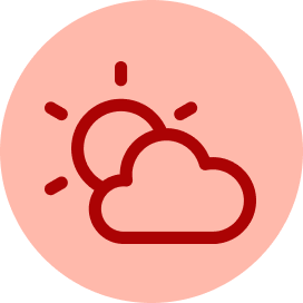 A dark red shield icon containing a matching red checkmark, centered on a light red circular background.