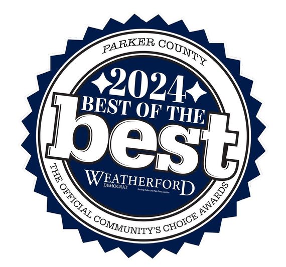 The logo for the parker county best of the best weatherford community choice awards