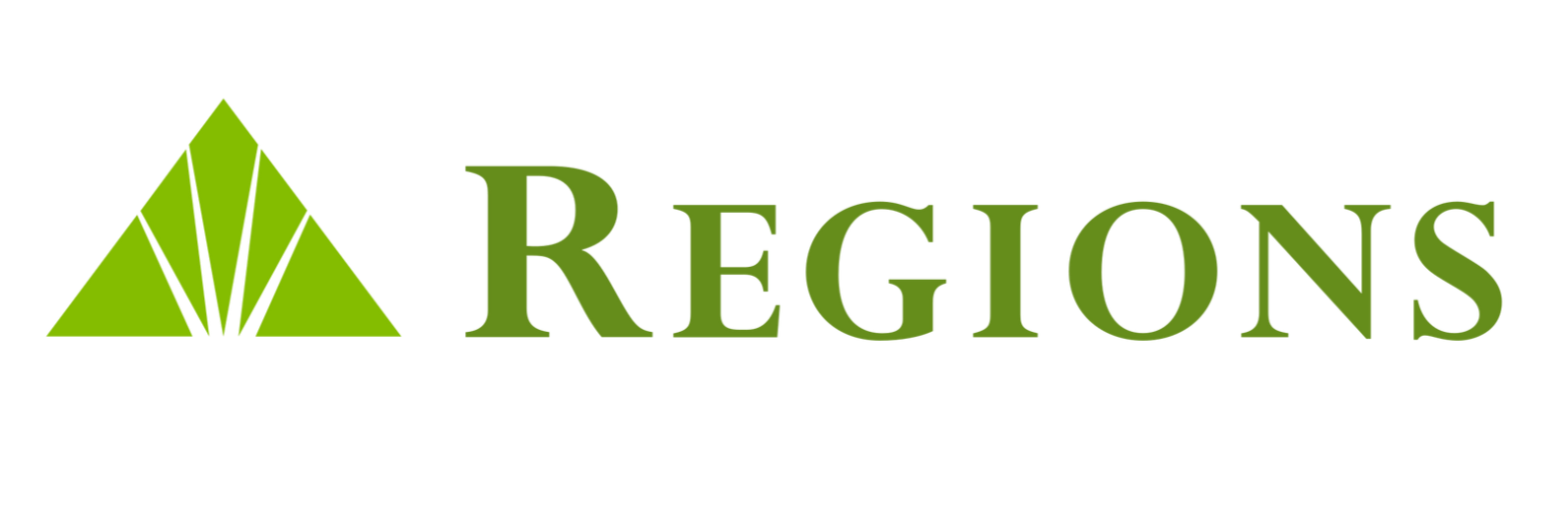 Regions bank logo: green triangle with radiating lines and the word 