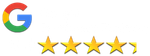Google logo with 5 gold stars, indicating a high rating or positive review.