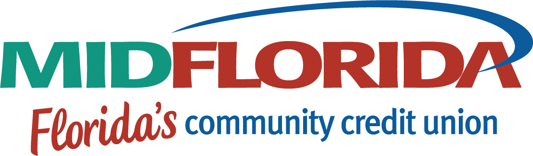 MIDFLORIDA credit union logo with turquoise text and blue arc, and the words 