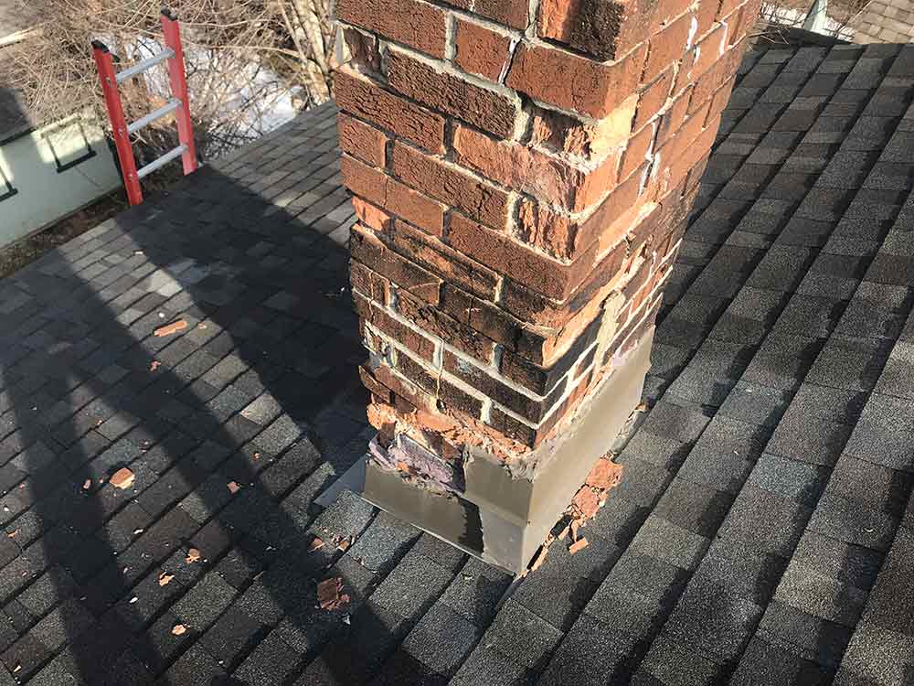 before image of damaged chimney
