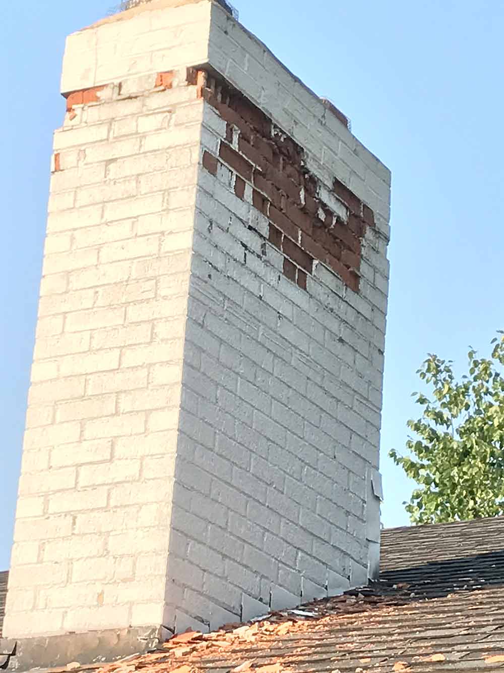 before image of white chimney
