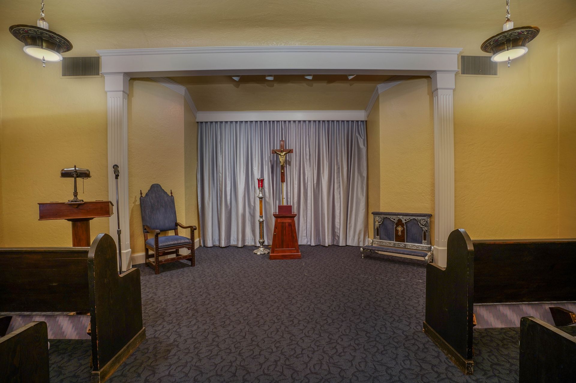 There is a cross in the middle of the room.