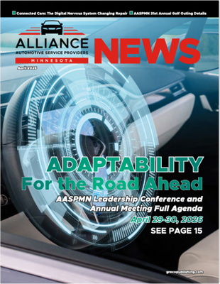 Cover of a construction industry newsletter with a worker holding a hard hat.