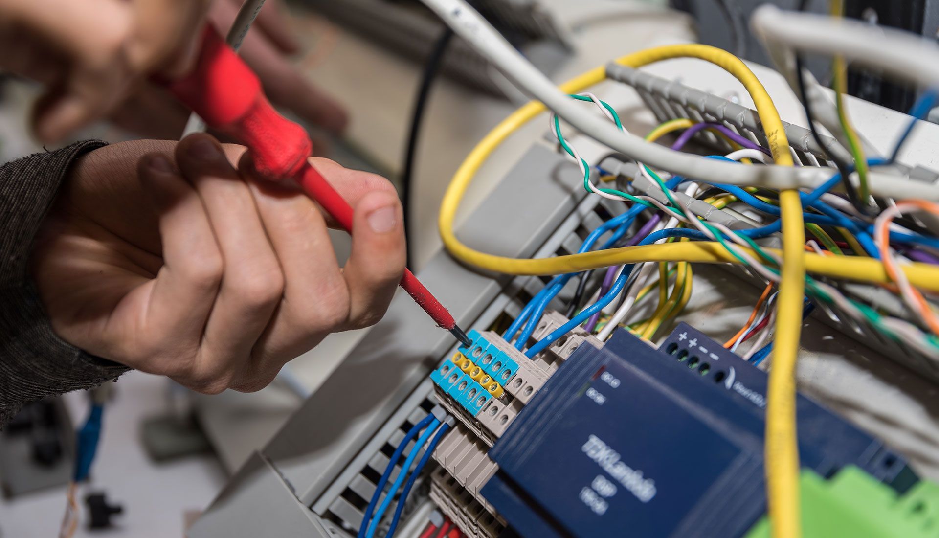 A close up look of fixing electrical