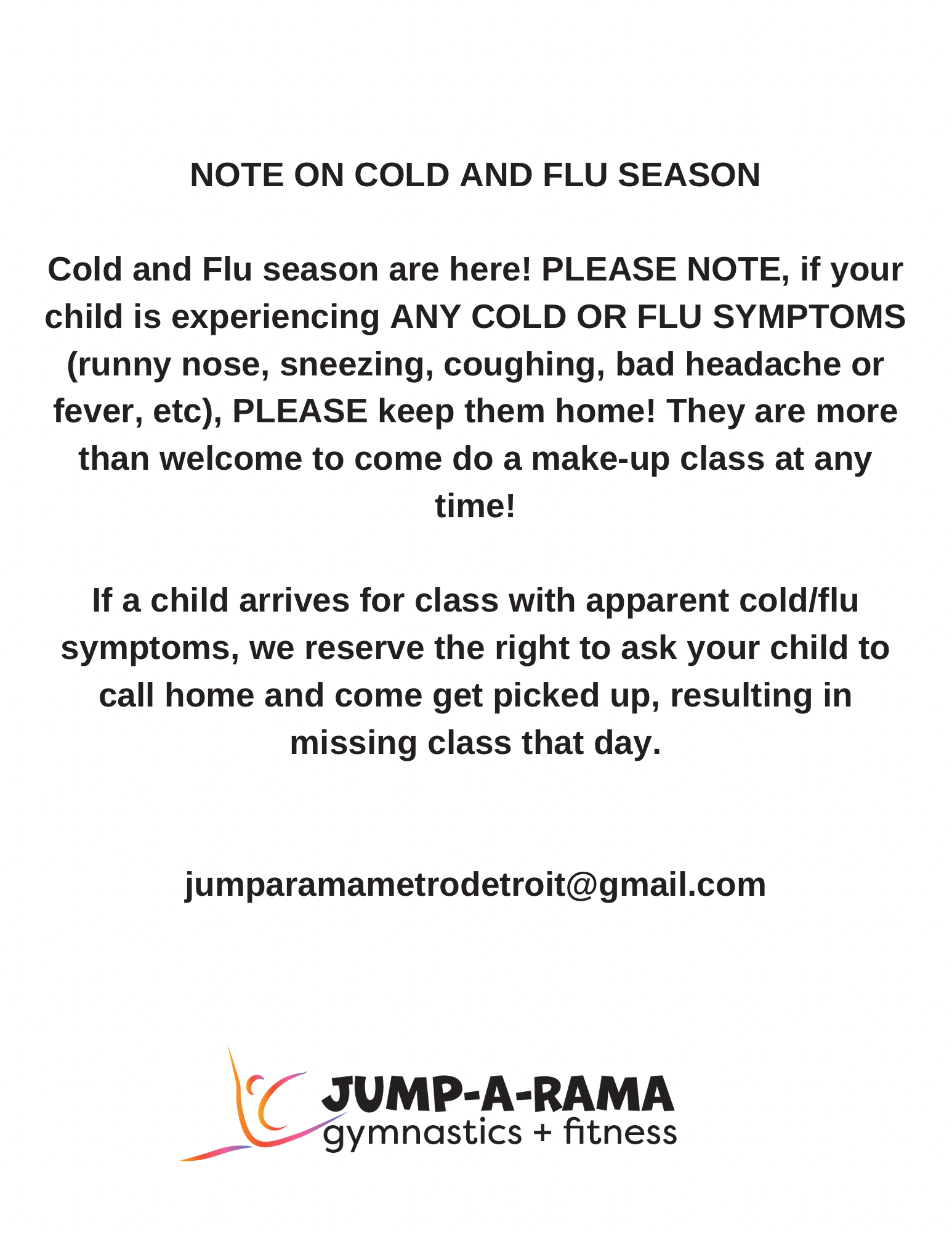 A note on cold and flu season is on a white background.