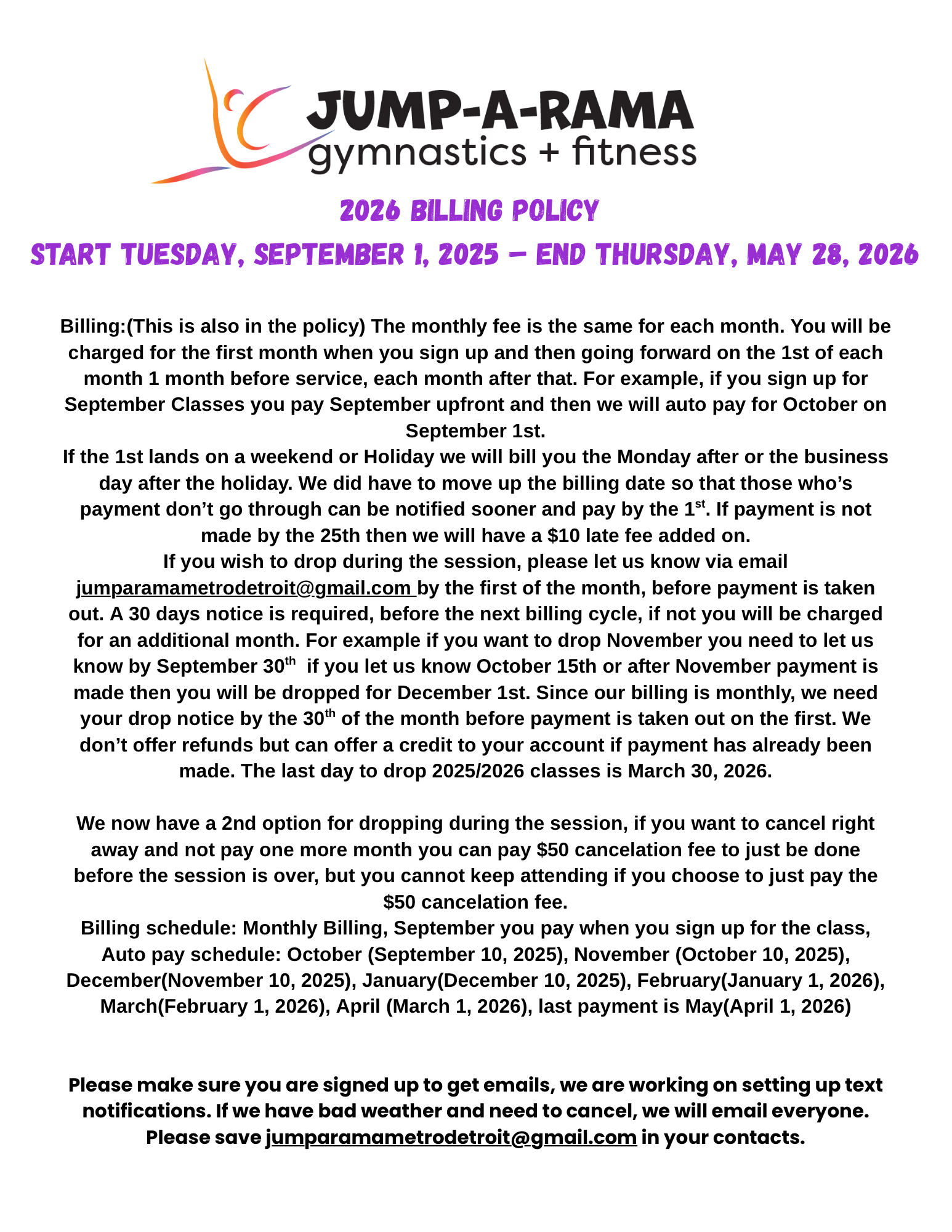 It is a flyer for jump-a-rama gymnastics and fitness.