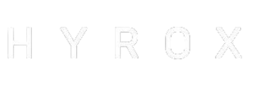 The word hyrox is written in white on a white background.