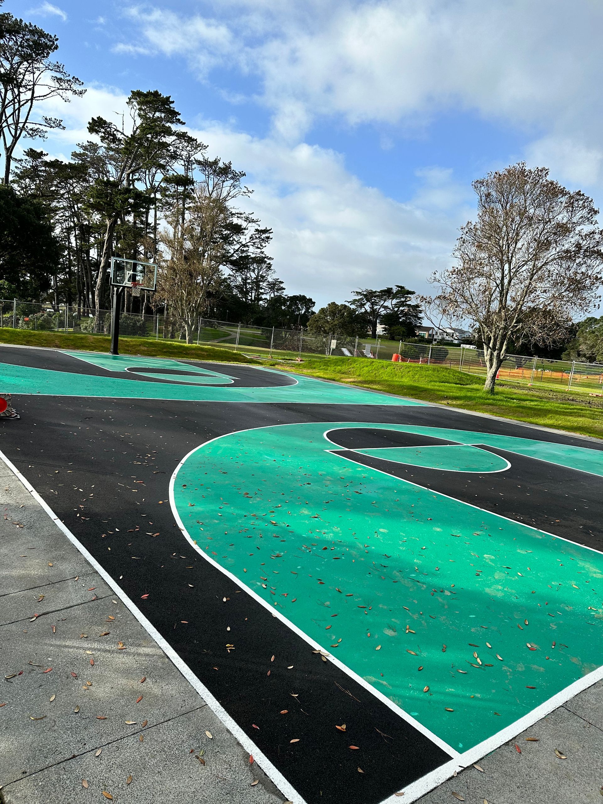 Coloured court linemarking job in Auckland