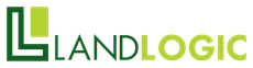 LandLogic logo with green and light green text and a stylized