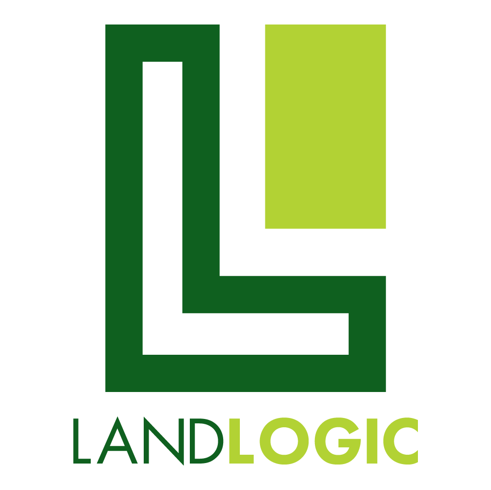 The logo for landlogic the land teaches is green and white.