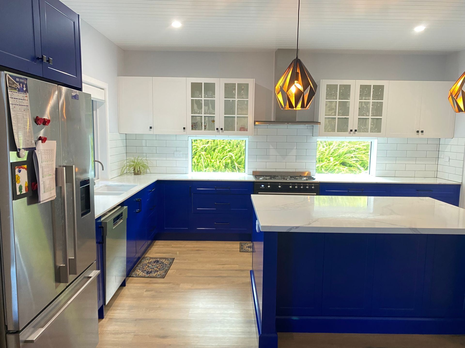 Custom Blue And White Kitchen Cabinets