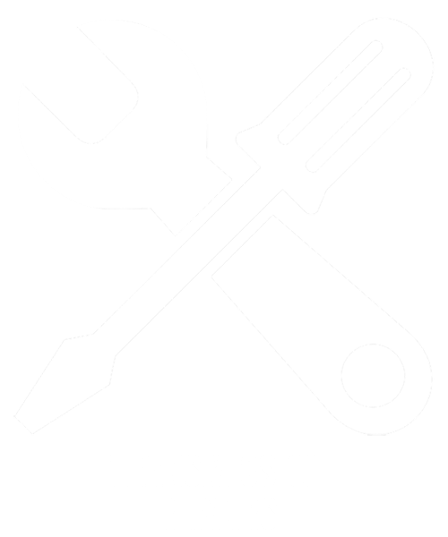 Stylized crossed wrenches.