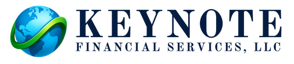 Logo of Keynote Financial Services, LLC; a globe with a green swirl and navy text.