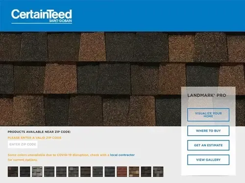 A certainteed website with a picture of a roof