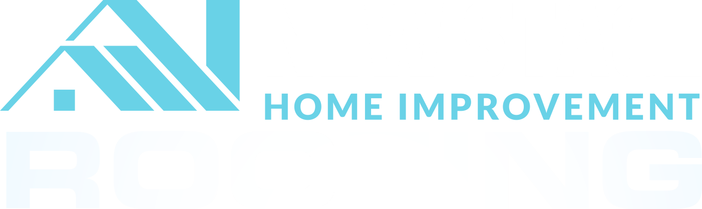A blue logo for a home improvement company on a white background.