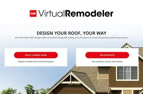 A screenshot of a virtual remodeler website with a picture of a house.