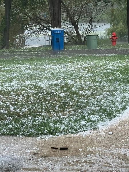 There is a fire hydrant in the background and a blue trash can — Holmen, WI — Riverland Exteriors Corporation