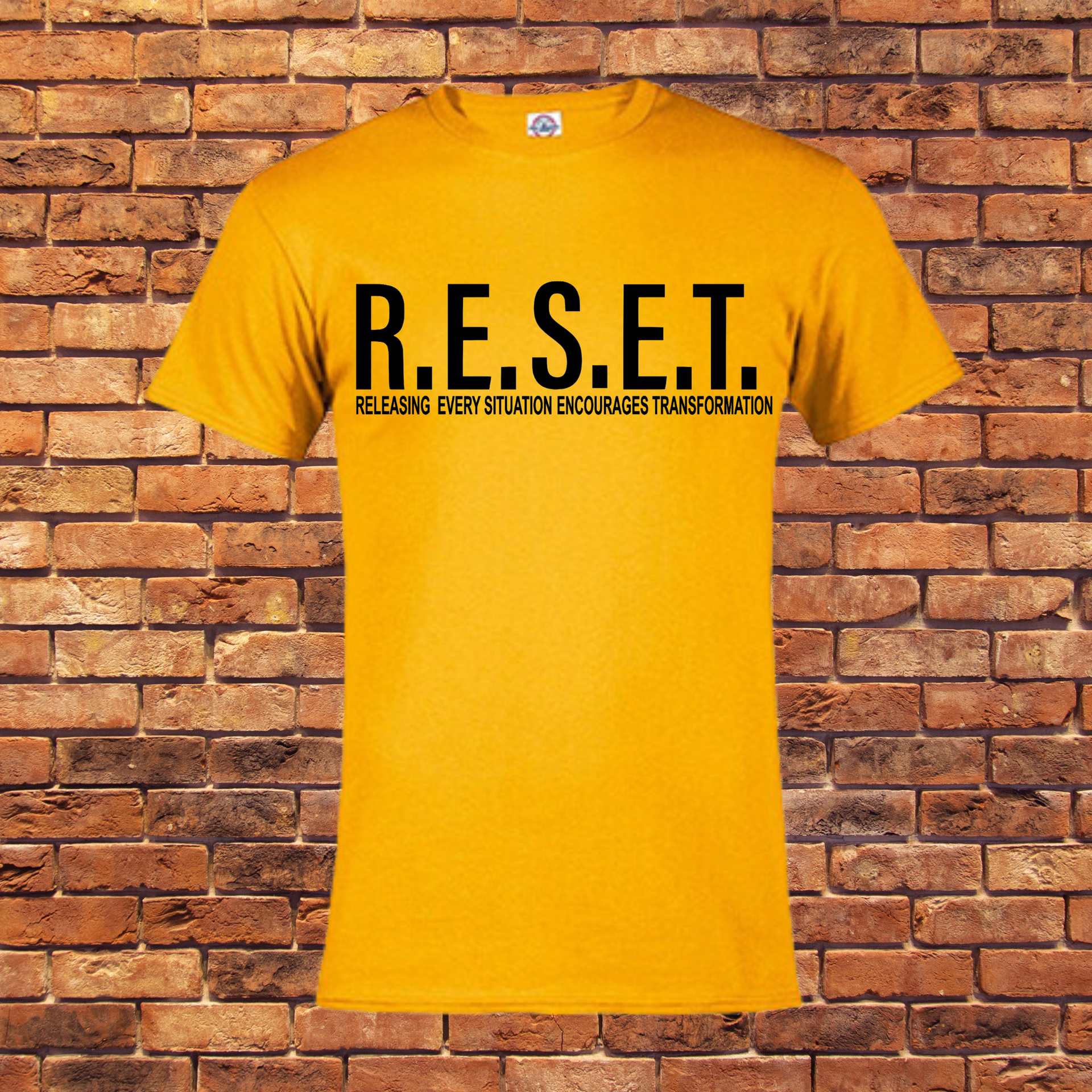 Releasing. Every. Situation. Encourages. Transformation. YELLOW Short Sleeve Shirt