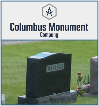 Columbus Monument Company Logo and image of double memorial