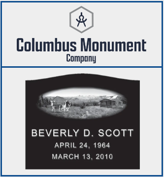 Columbus Monument Company Logo and image of Laser etching memorial