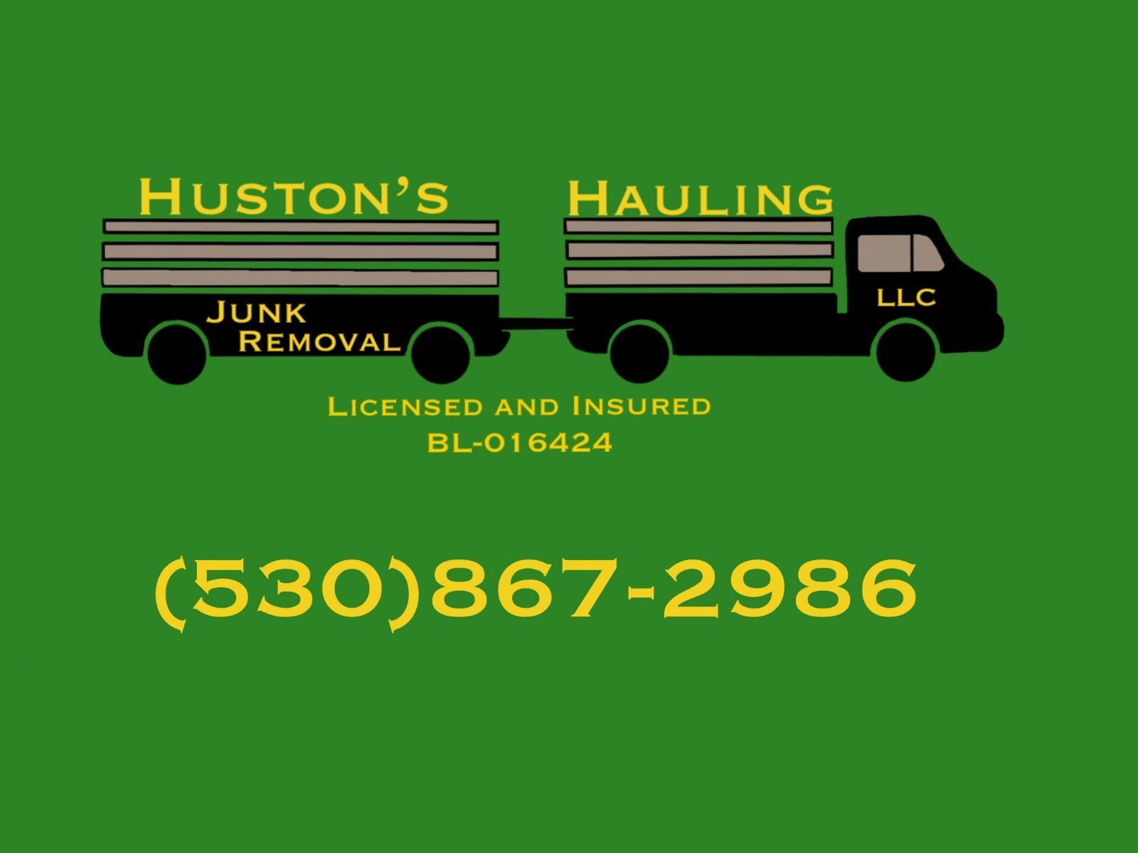 a logo for huston 's hauling junk removal
