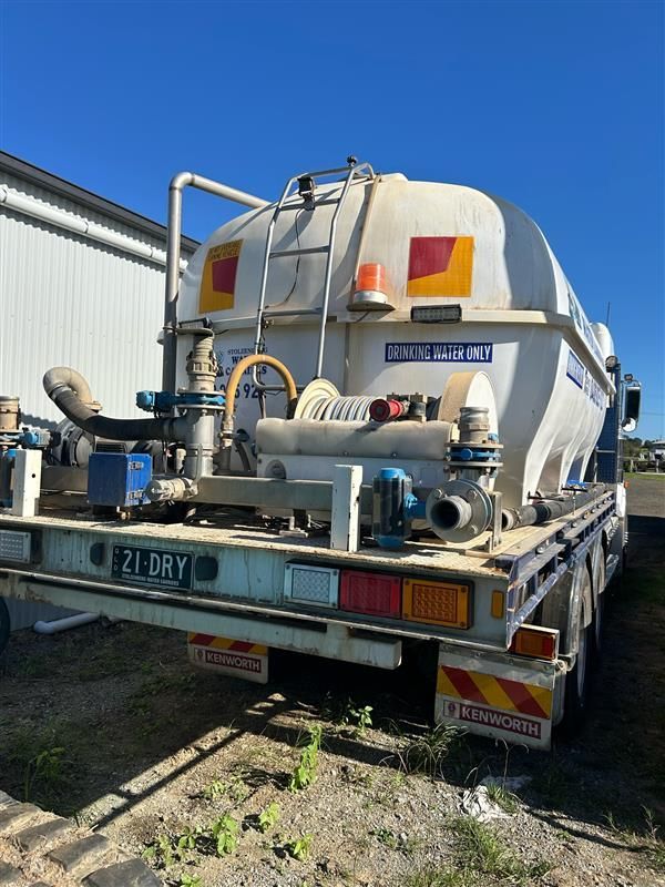 The Back of A White Truck with A License Plate — Stolzenberg Water Carriers in Chatsworth, QLD