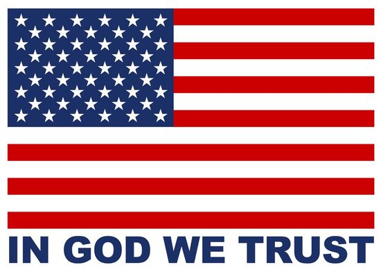 American Flag with In God We Trust Sign — Houston, TX — Crane Rental Division Inc.