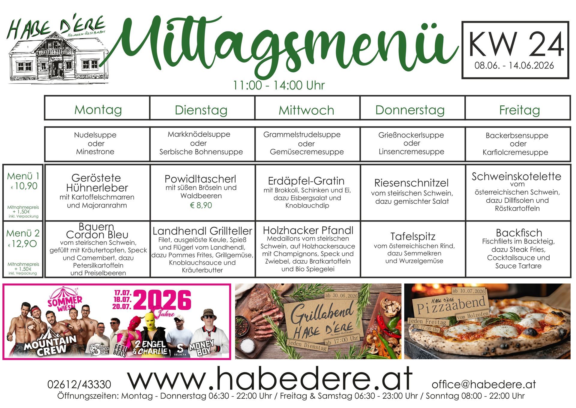Habe D'ere Heurigenrestaurant - Menüplan