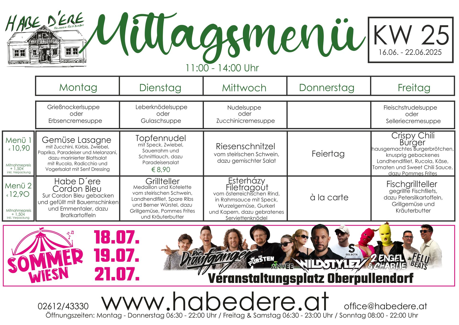 Habe D'ere Heurigenrestaurant - Menüplan
