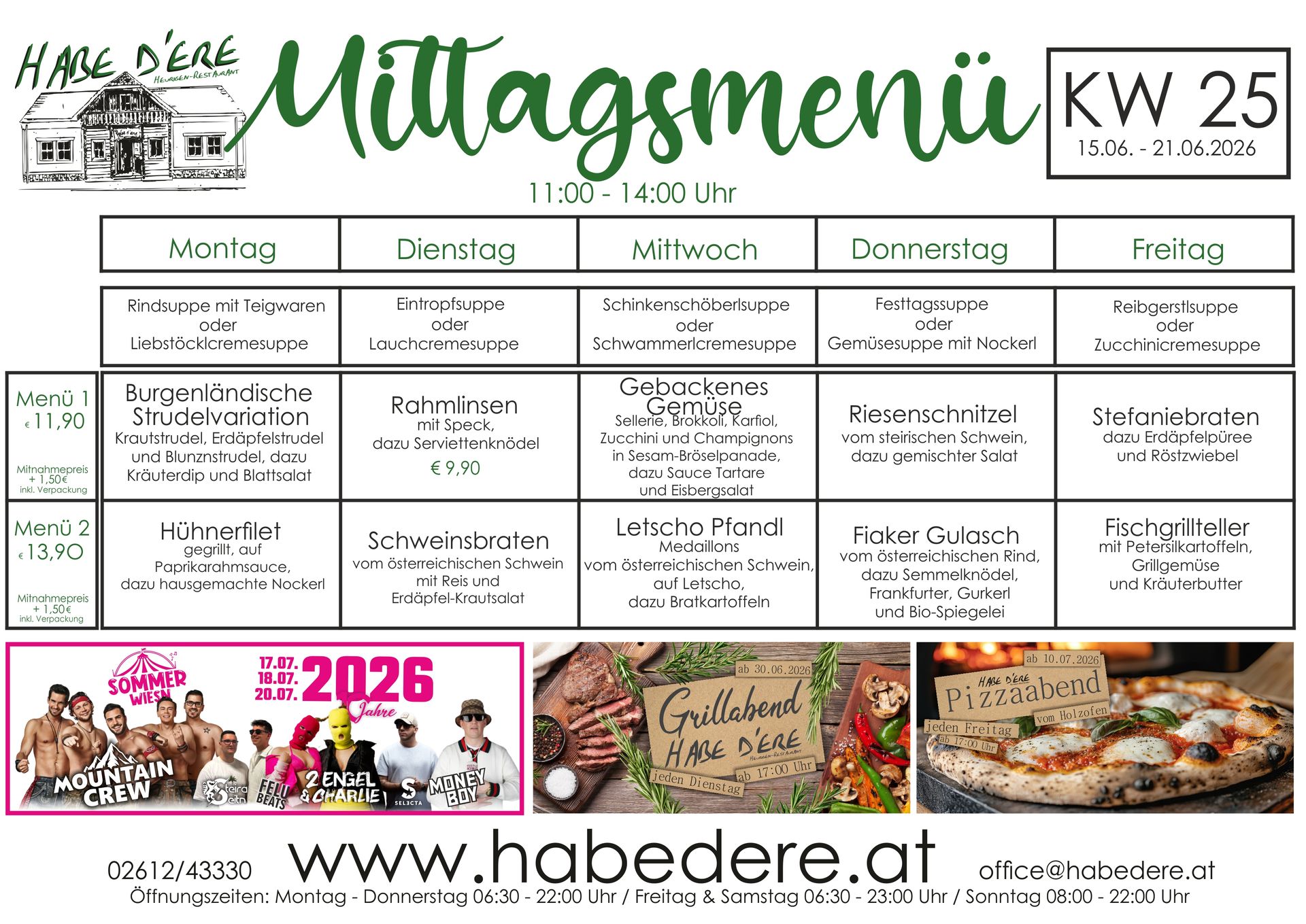 Habe D'ere Heurigenrestaurant - Menüplan