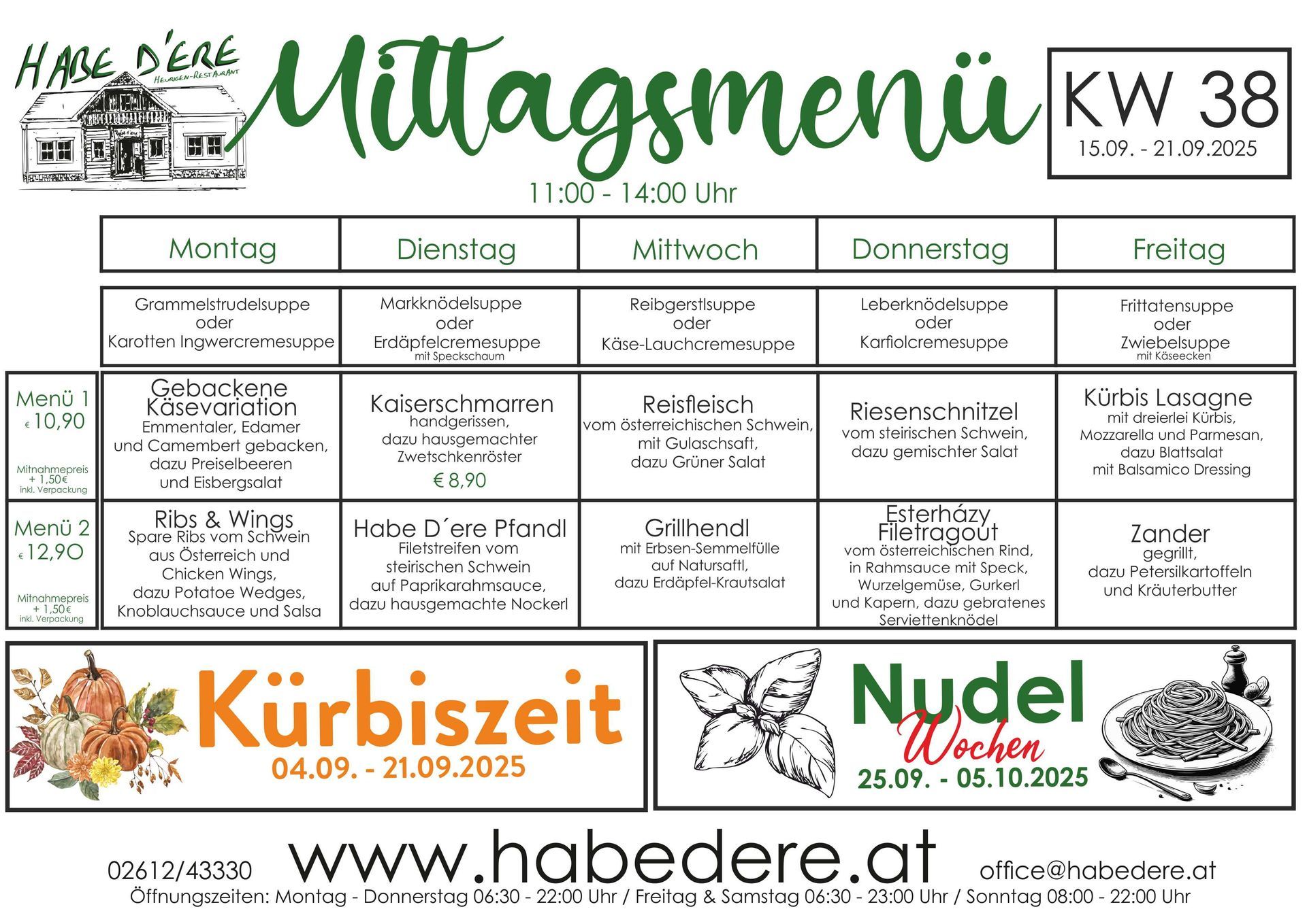 Habe D'ere Heurigenrestaurant - Menüplan