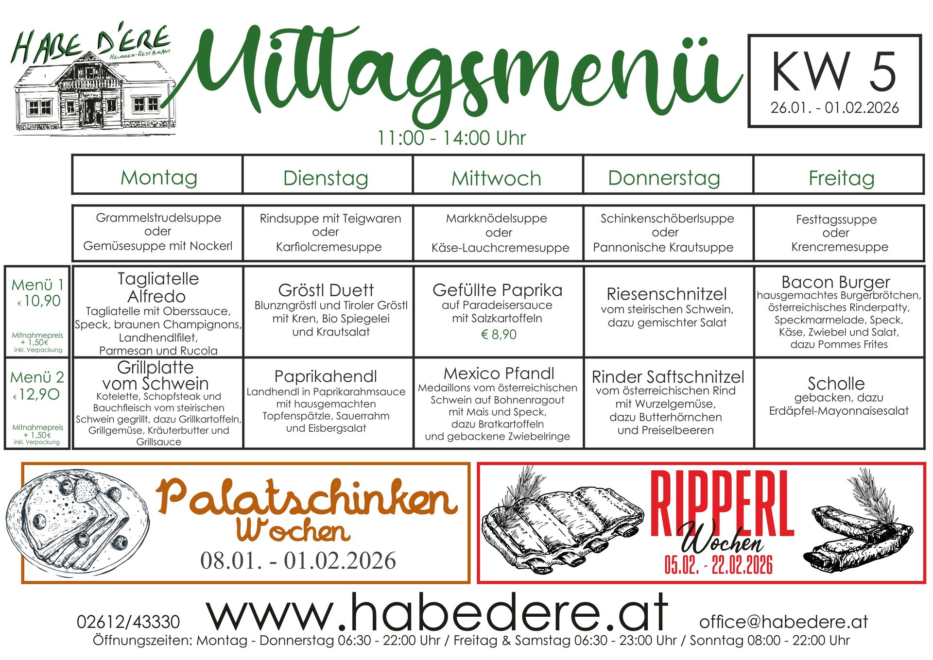 Habe D'ere Heurigenrestaurant - Menüplan