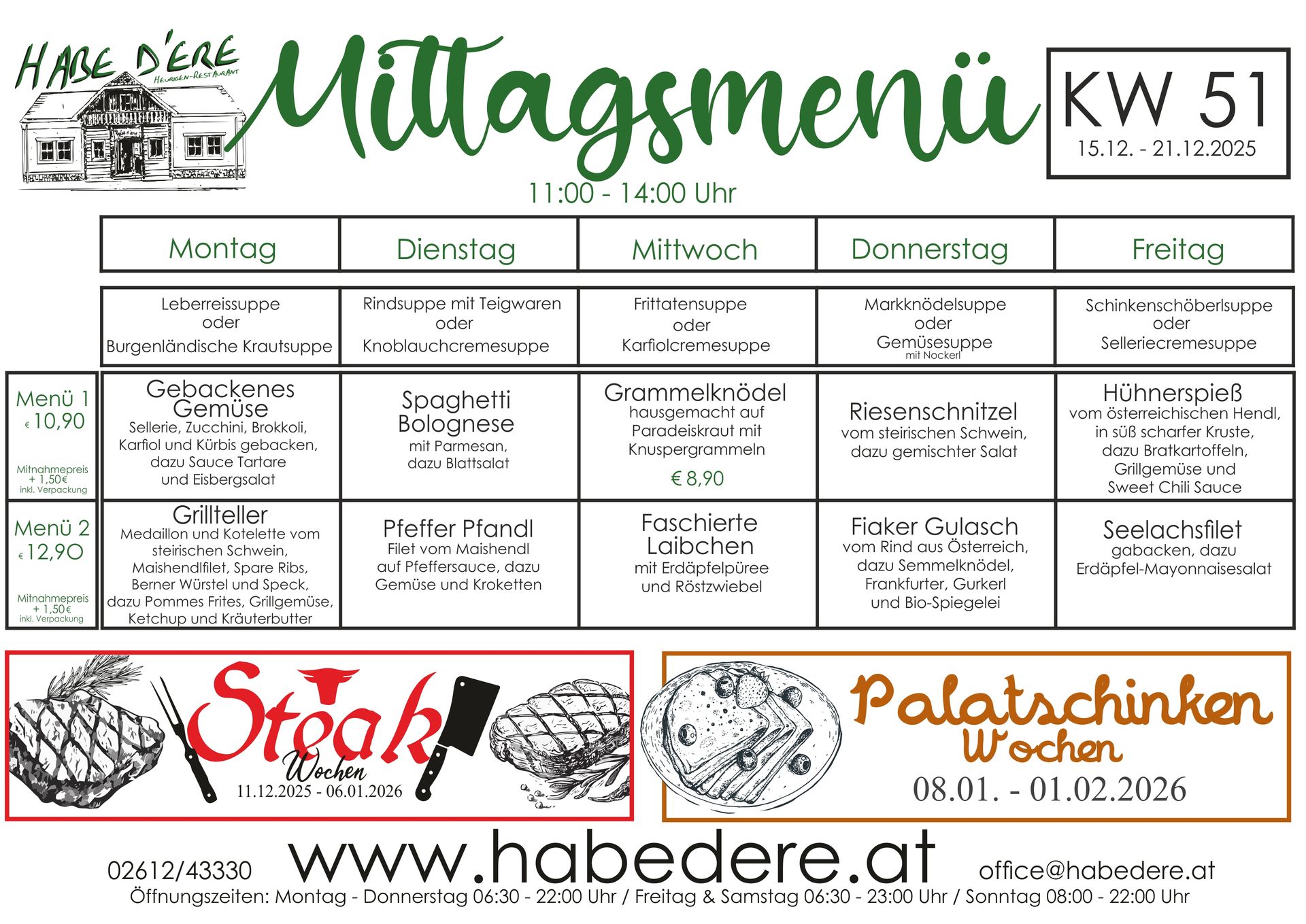 Habe D'ere Heurigenrestaurant - Menüplan