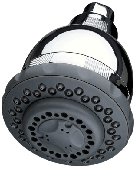 Un primer plano de un cabezal de ducha con agujeros.