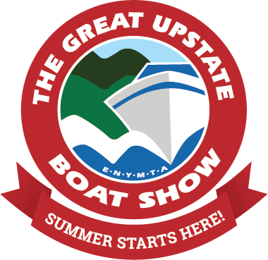 a logo for the great upstate boat show