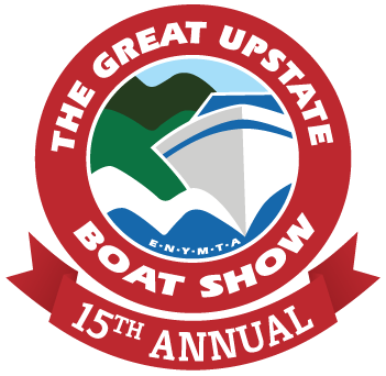 the logo for the great upstate boat show 15th annual