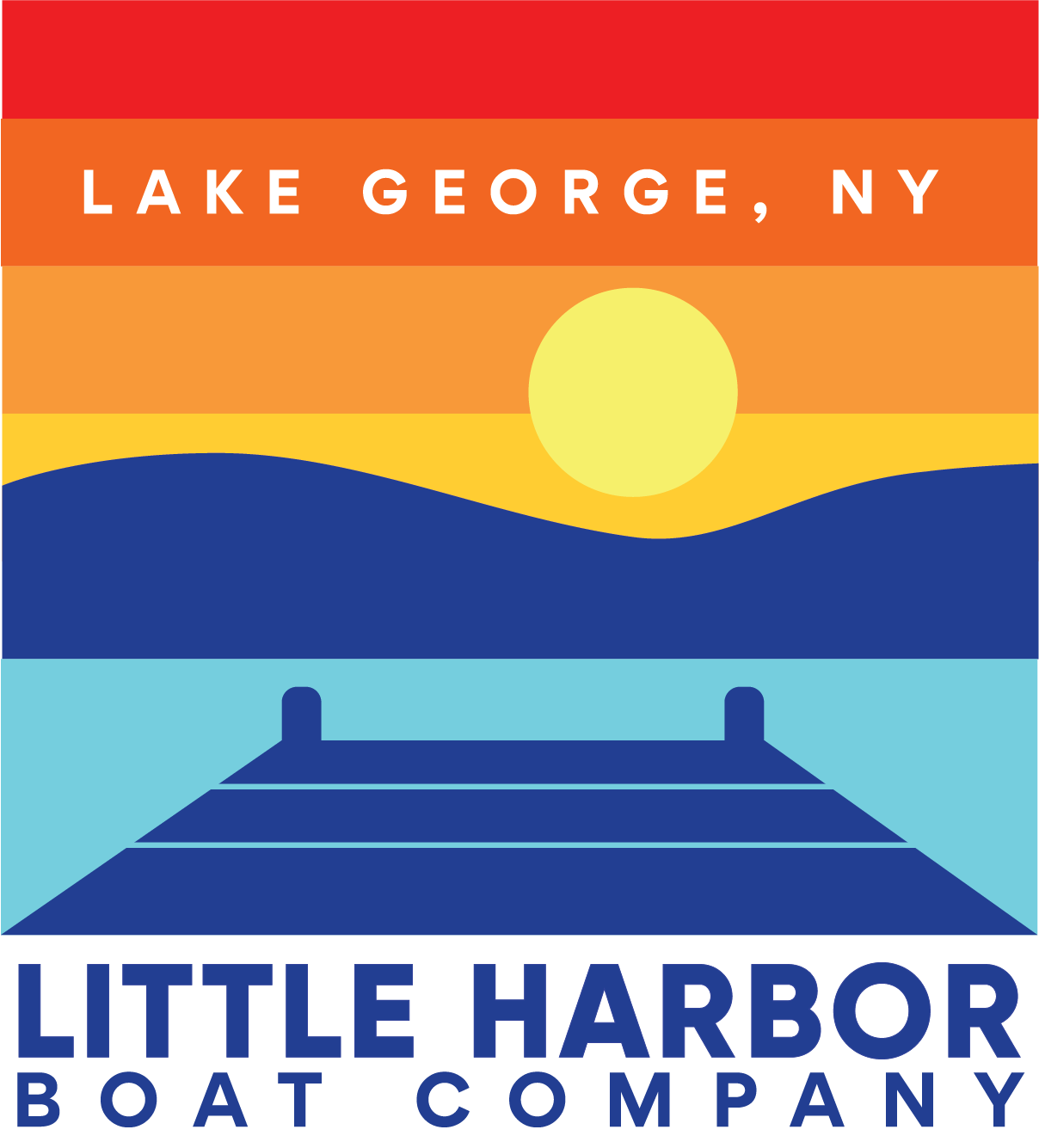 a logo for the little harbor boat company in lake george ny