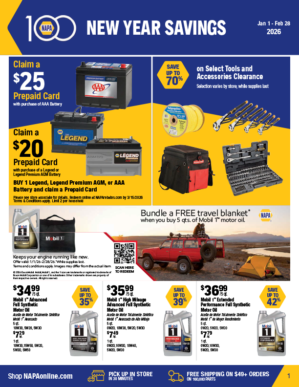 Specials at PAMD NAPA Parts Pros