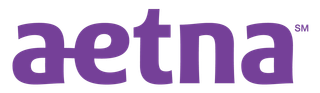 Aetna logo in purple, "aetna" with a stylized "t" and "SM" superscript.