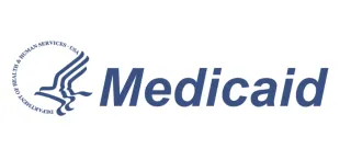 Medicaid logo with the Department of Health and Human Services seal in blue.