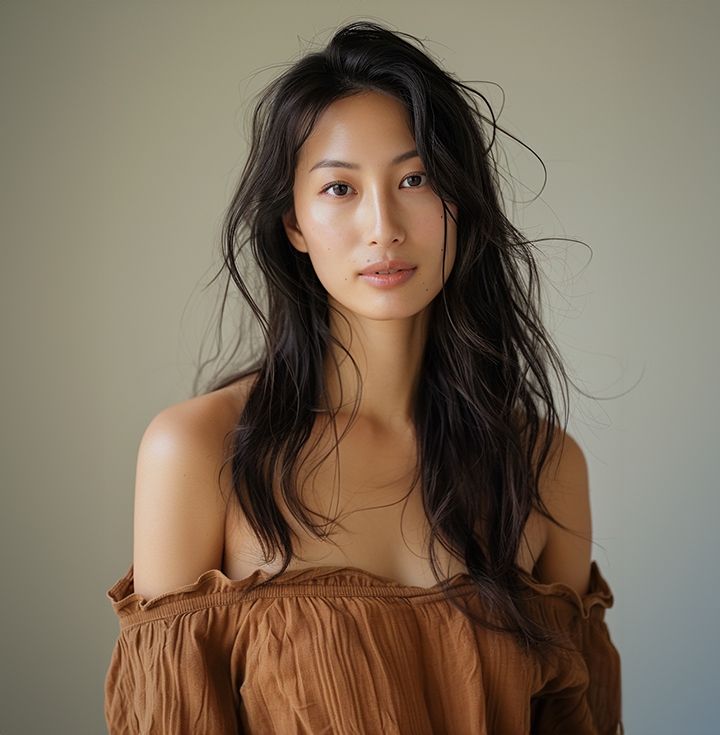 Woman with fair skin, freckles, and blue eyes; looking at the camera. Soft, natural lighting.