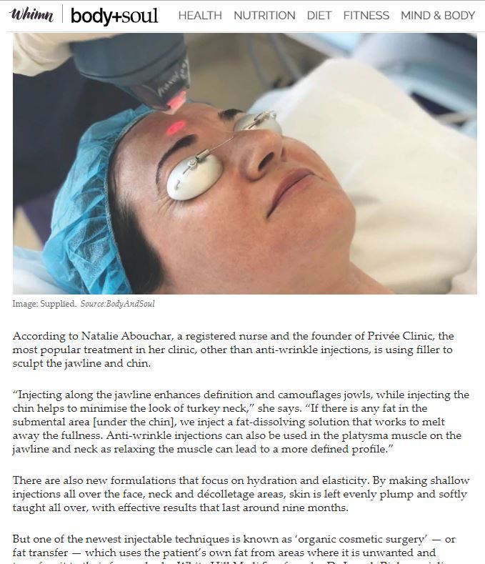 Woman with laser treatment on her face, wearing eye protection and a medical cap, in a clinic setting.