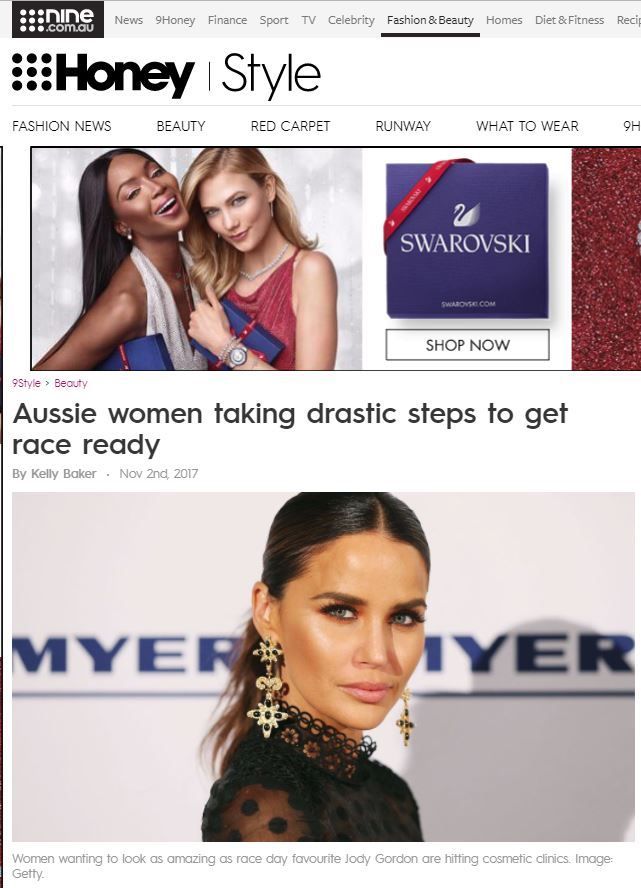 Honey Style webpage with a headline about Aussie women preparing for a race, with a Myer ad.
