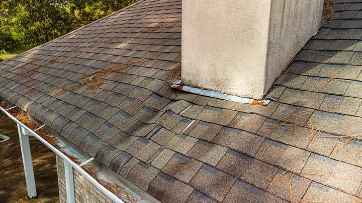 Roof damaged 