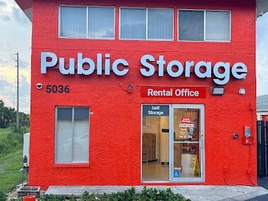 Red Public Storage building with the rental office.