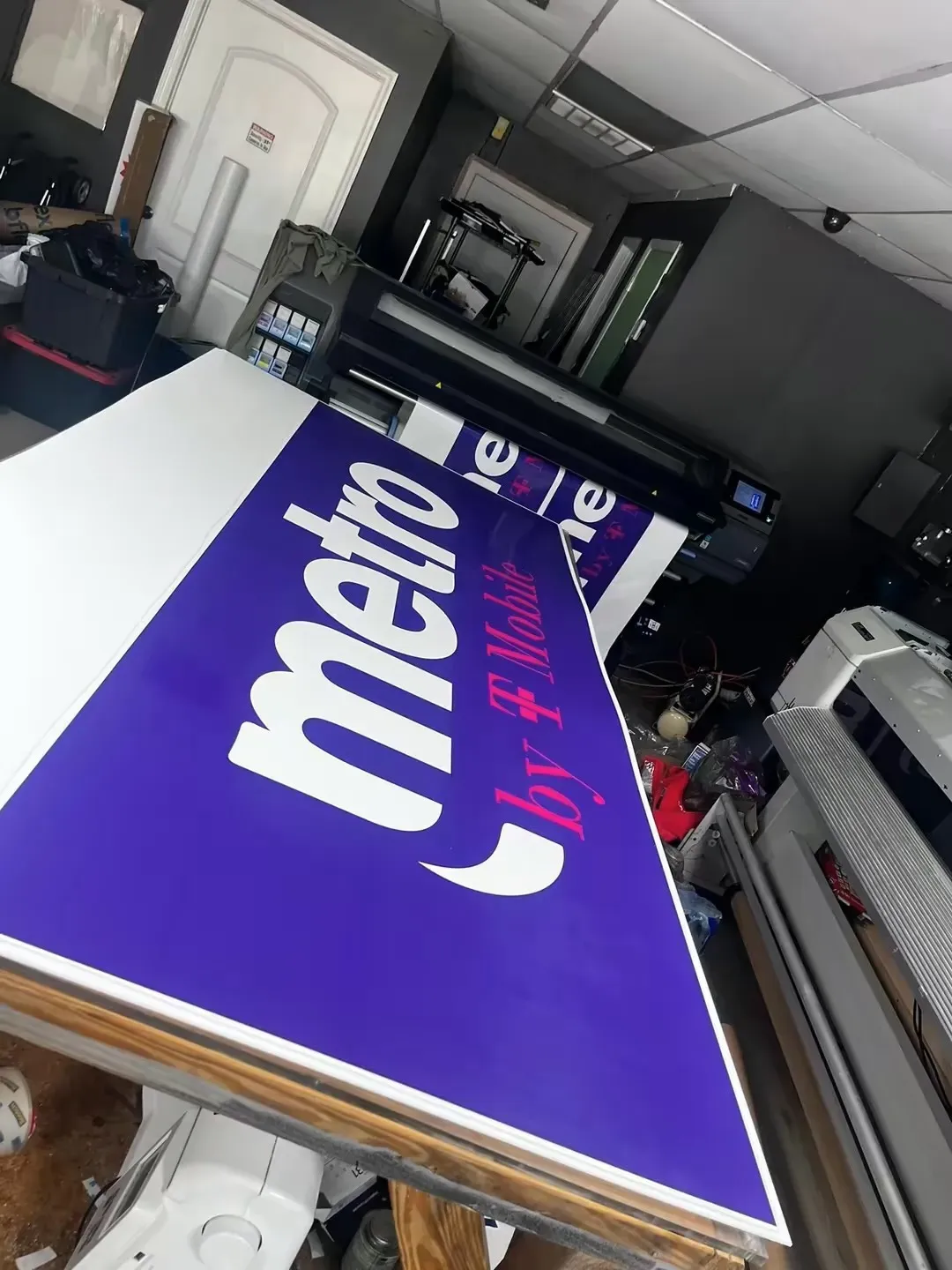 A large purple and white 