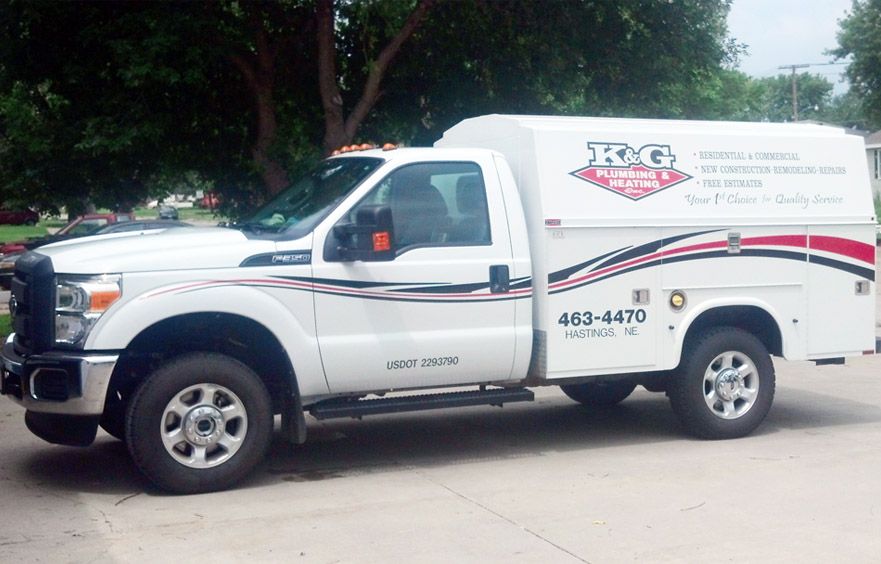 The K&G Plumbing & Heating company car