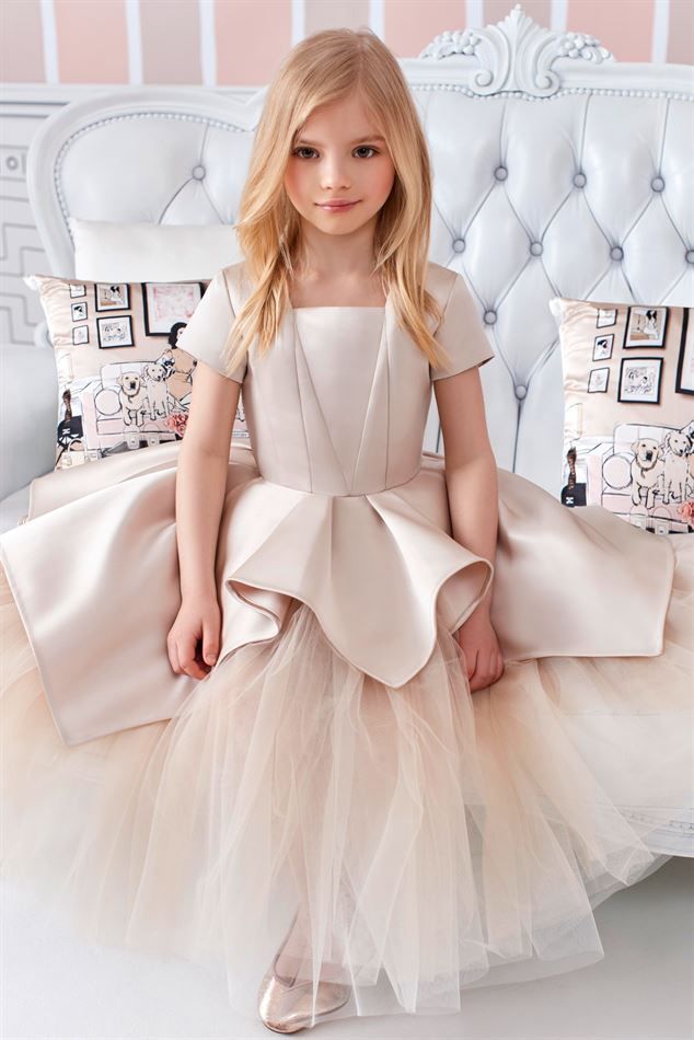 abito tulle e raso bambina